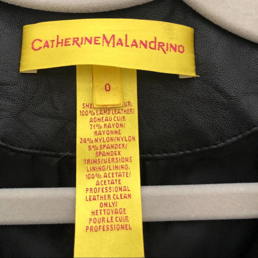 CATHERINE MALANDRINO BLACK LEATHER JACKET SIZE 0 - Picture 4 of 5